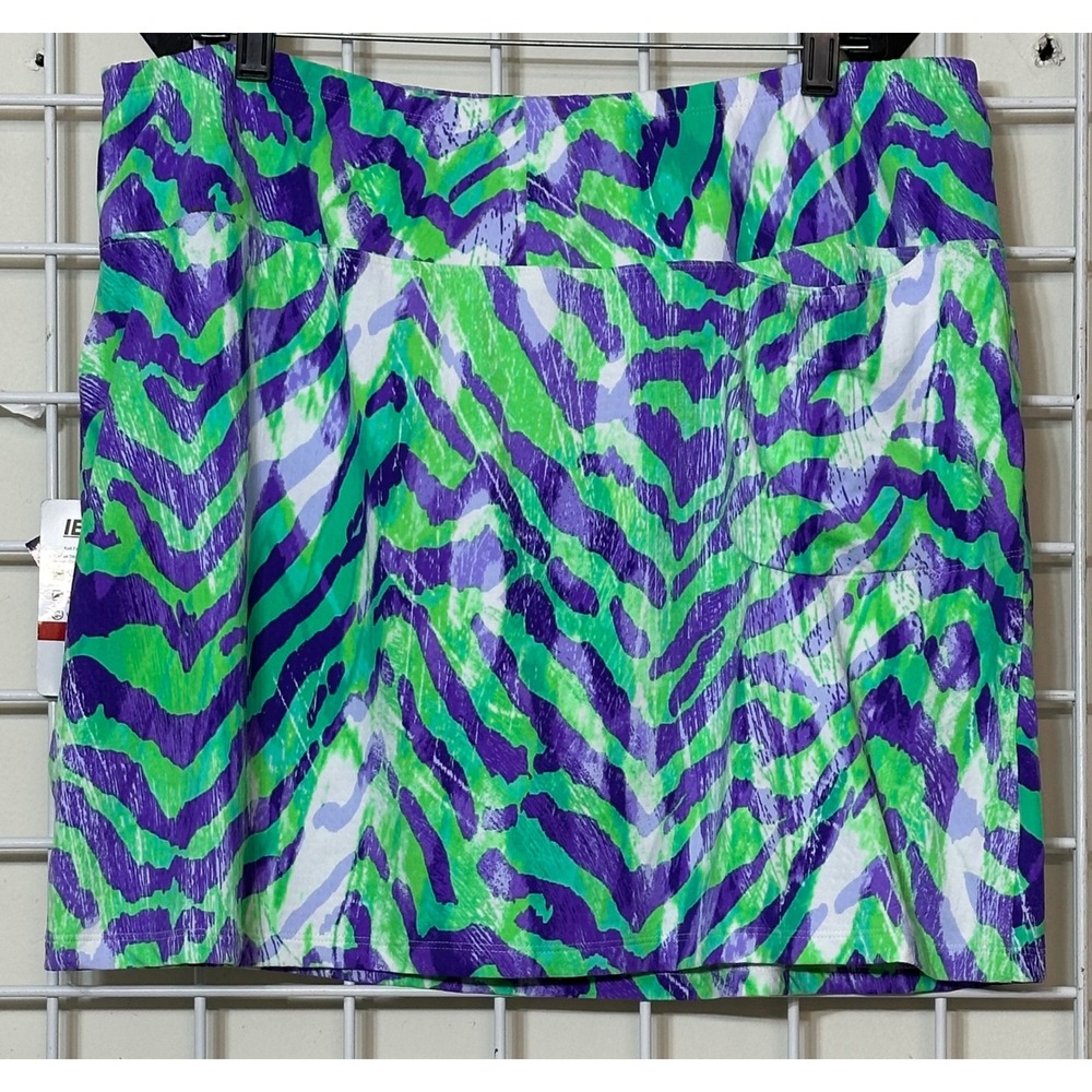 IBKUL Summer Safari Lav Jade IceFil Straight Skort UPF 50+ Purple Green XL NEW - Picture 3 of 8